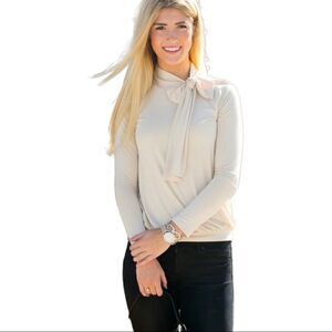 NWOT Red Lolly Cream Neck Tie Top Sz L